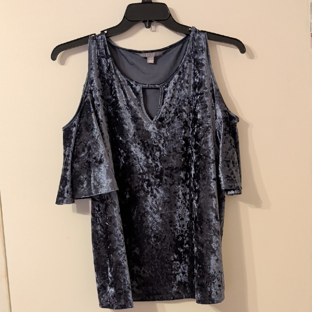 Valerie Stevens Blue/Gray "Cold Shoulder" Top, Size XL